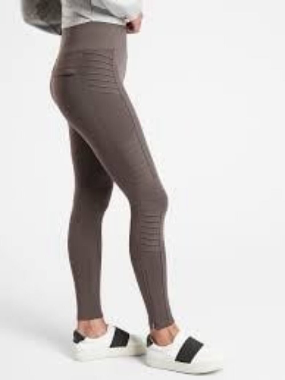 ATHLETA Delancey Moto Tight Women's Size Medium Legging Pockets Stretch Brown